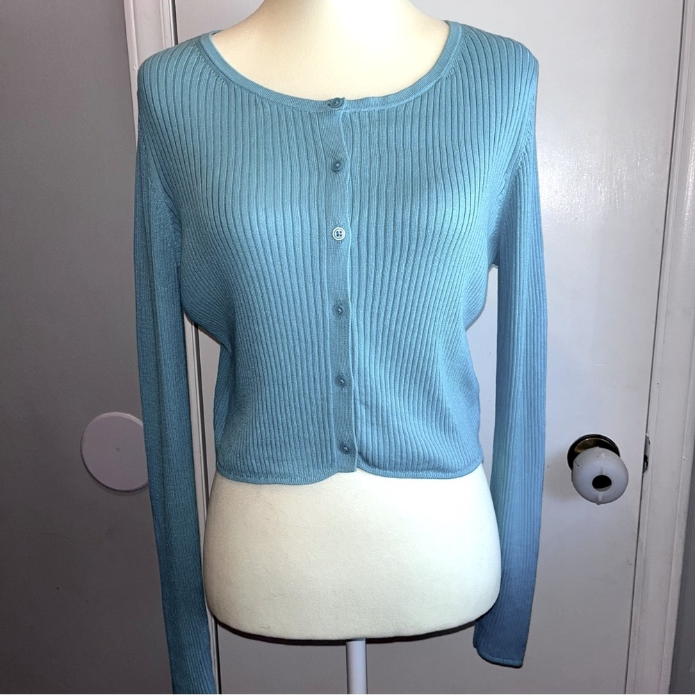 Uniqlo UV Protection Crew Neck Ribbed Cropped Cardigan